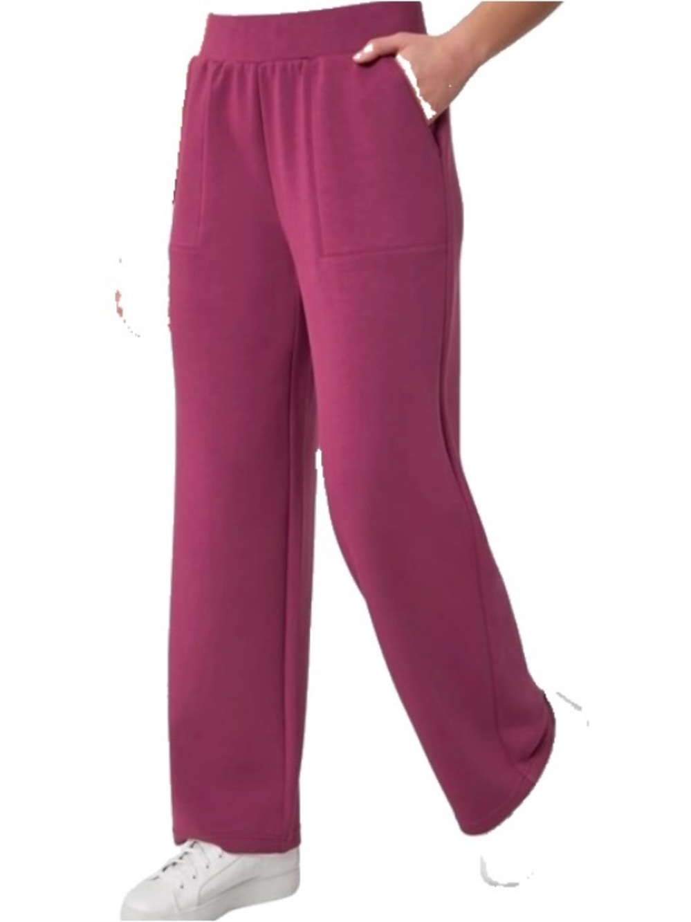 Mondetta Wide-Leg Pull-On Pants in Berry Plum